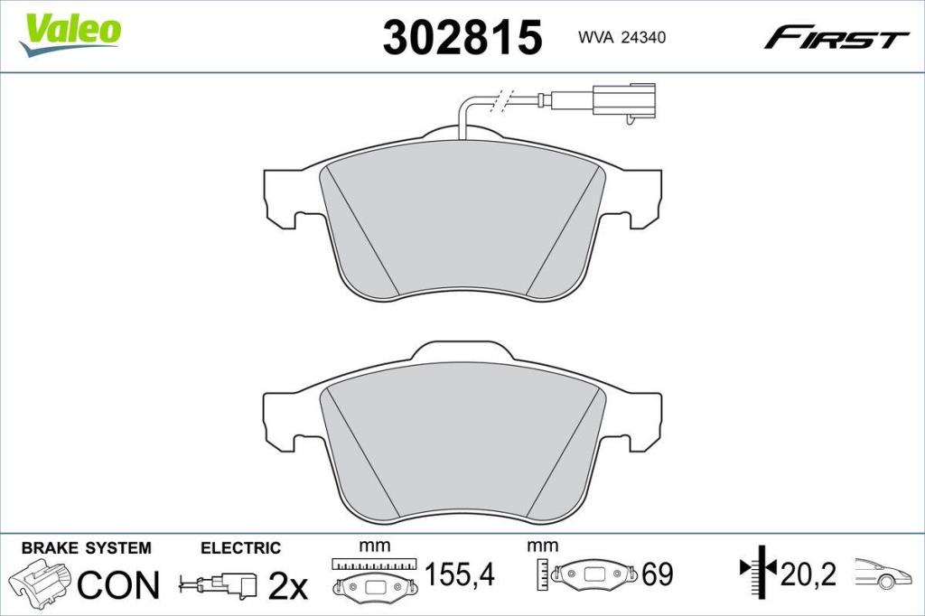 Jogo de 4 pastilhas de travão VALEO ref. 302815